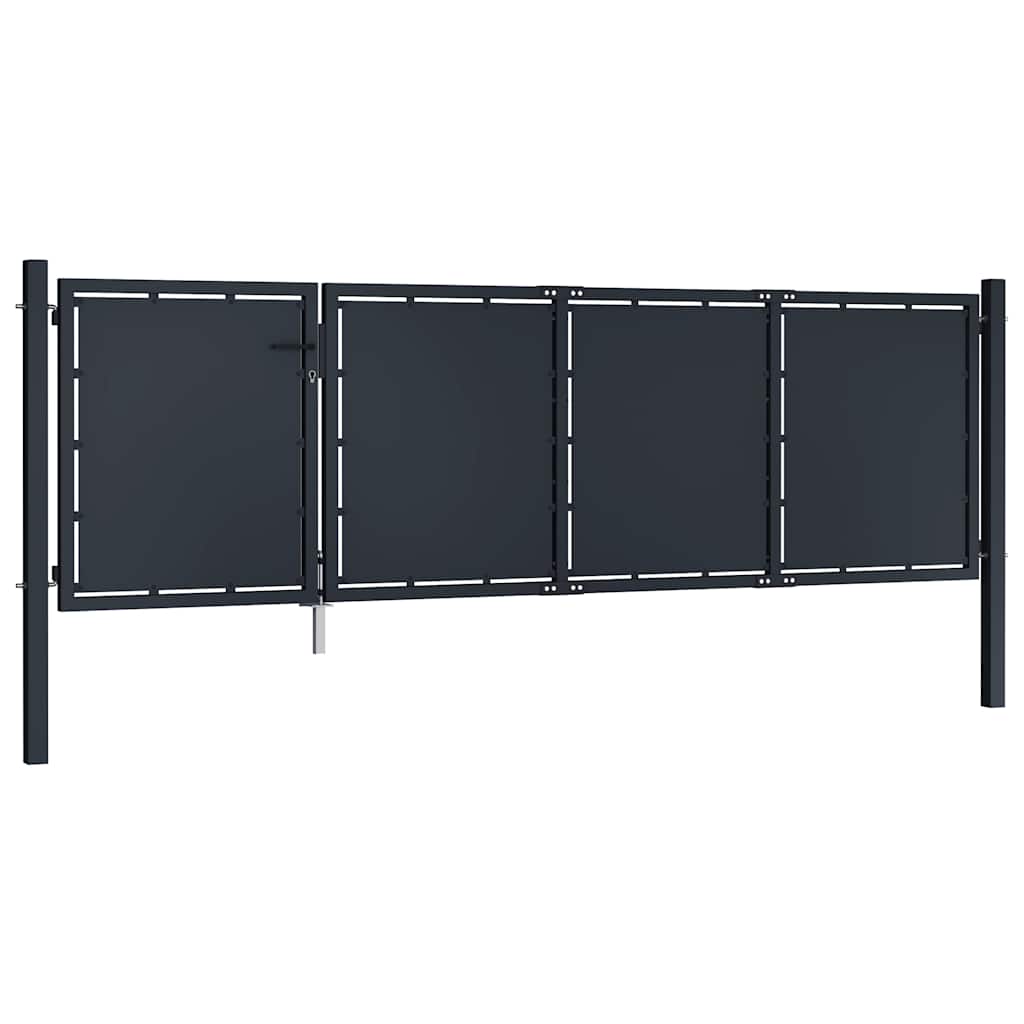 Cancello da Giardino in Acciaio 350x75 cm Antracite | homemem39