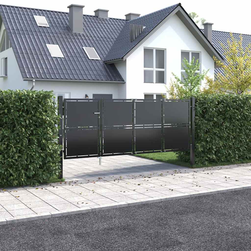 Cancello da Giardino in Acciaio 350x125 cm Antracite | homemem39
