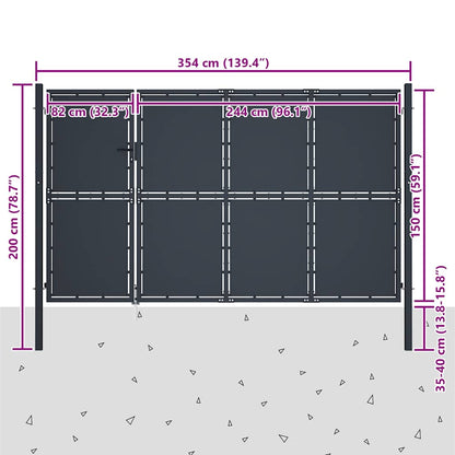Cancello da Giardino in Acciaio 350x150 cm Antracite | homemem39