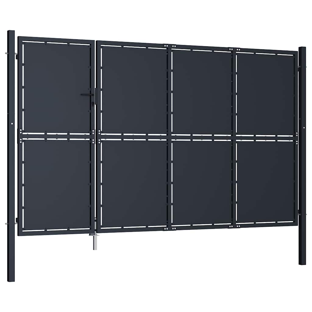 Cancello da Giardino in Acciaio 350x175 cm Antracite | homemem39