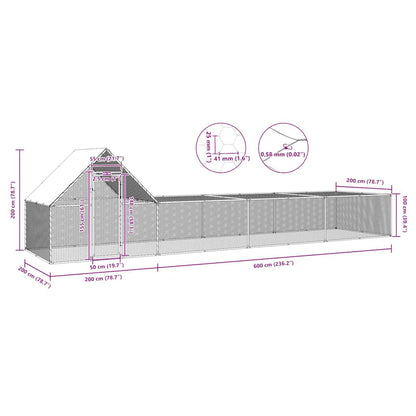 Chicken coop 8x2x2 m in galvanized steel