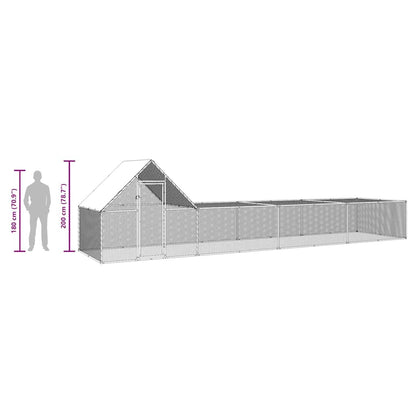 Chicken coop 8x2x2 m in galvanized steel