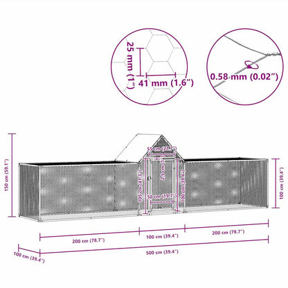 Pollaio 5x1x1,5 m in Acciaio Zincato