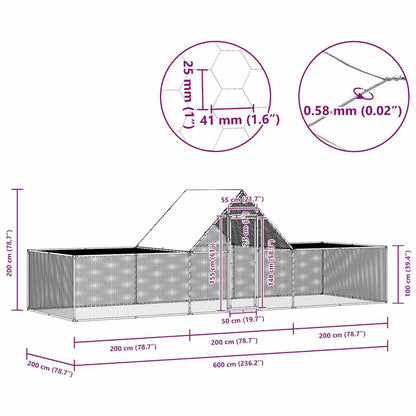 Chicken coop 6x2x2 m in galvanized steel