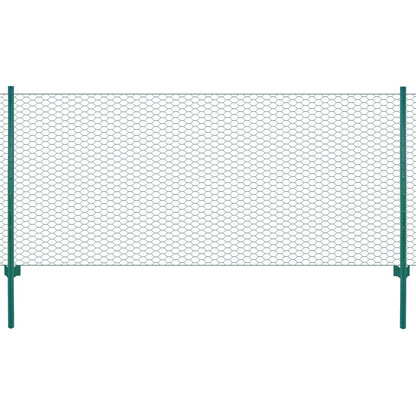 Rete per Recinzione con Pali in Acciaio 25x1 m Verde