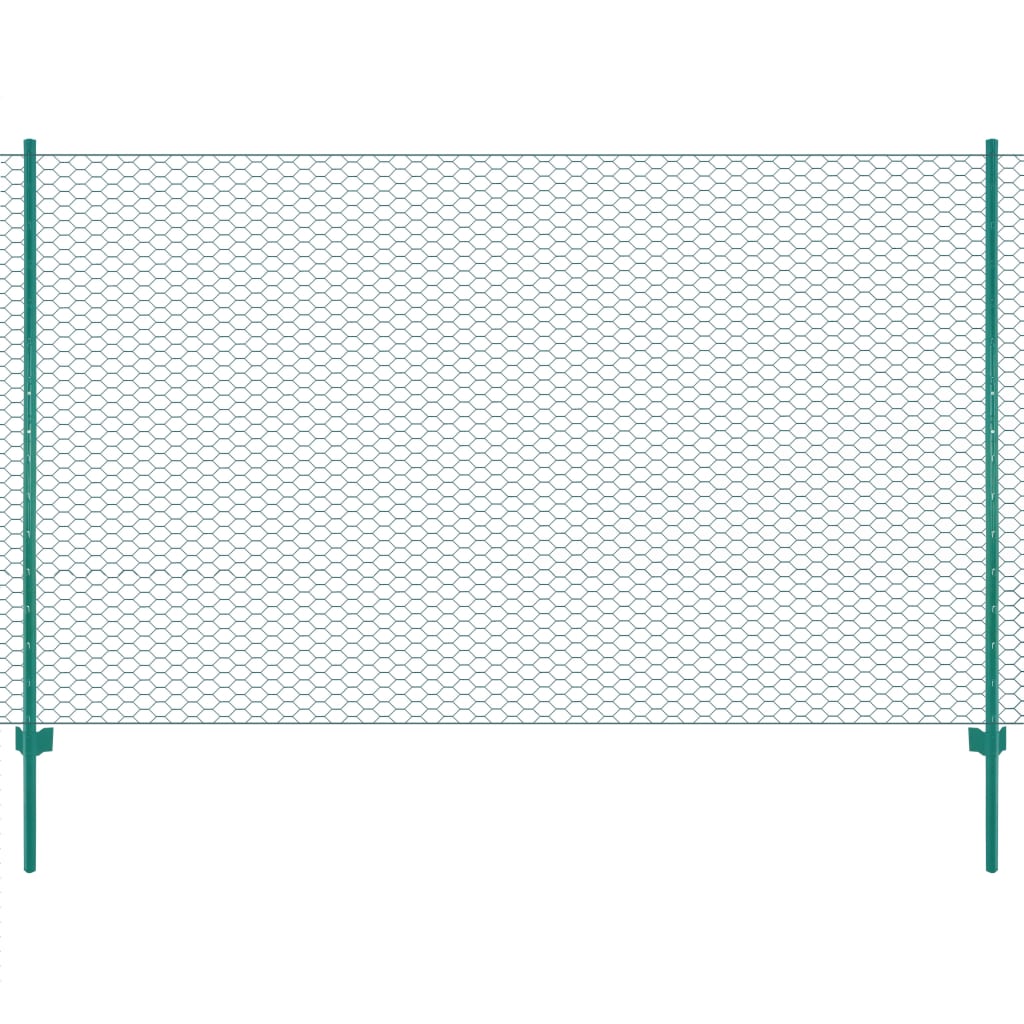 Zaunnetz mit Stahlpfosten 25x1,5 m grün