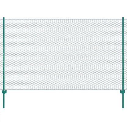 Rete per Recinzione con Pali in Acciaio 25x2 m Verde