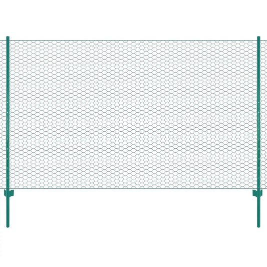 Rete per Recinzione con Pali in Acciaio 25x2 m Verde