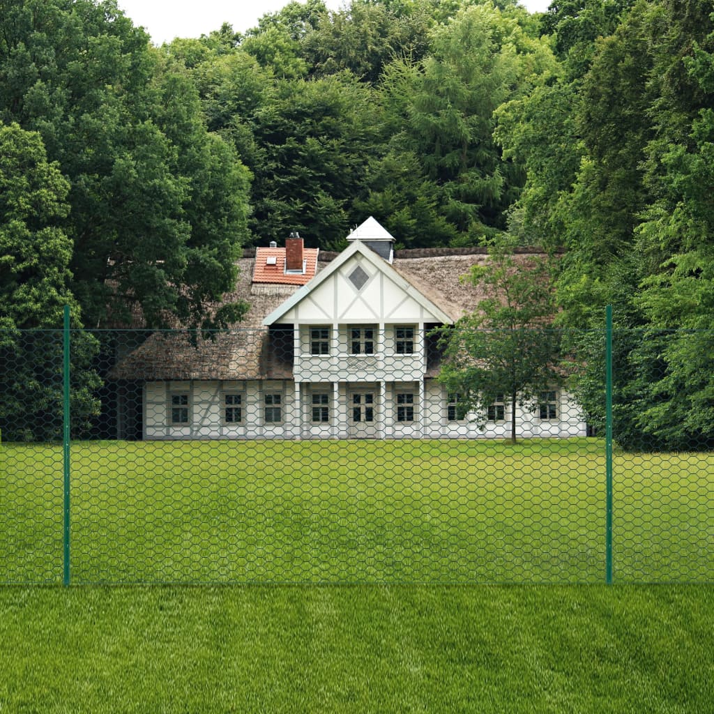 Zaunnetz mit Stahlpfosten 25x2 m grün