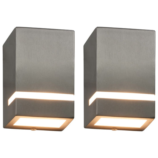 Outdoor Wall Lamps 2 pcs 35 W Silver Rectangular