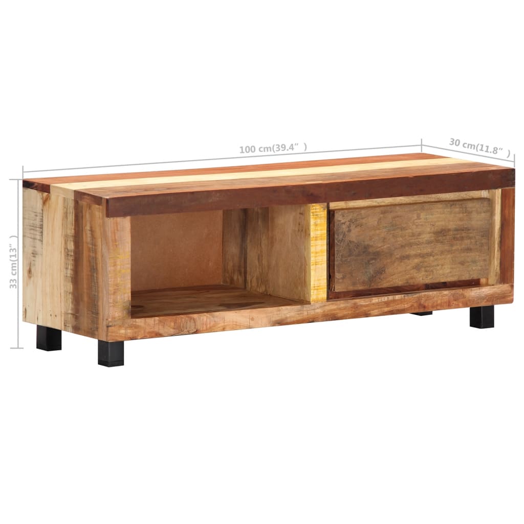 Mobile Porta TV 100x30x33 cm in Legno Massello di Recupero | homemem39