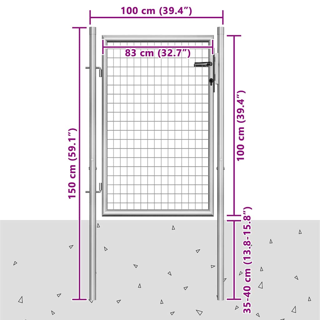 Cancello da Giardino in Acciaio Zincato 100x100 cm Argento | homemem39