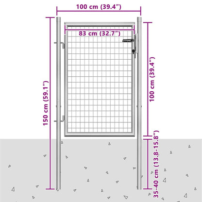 Cancello da Giardino in Acciaio Zincato 100x100 cm Argento | homemem39