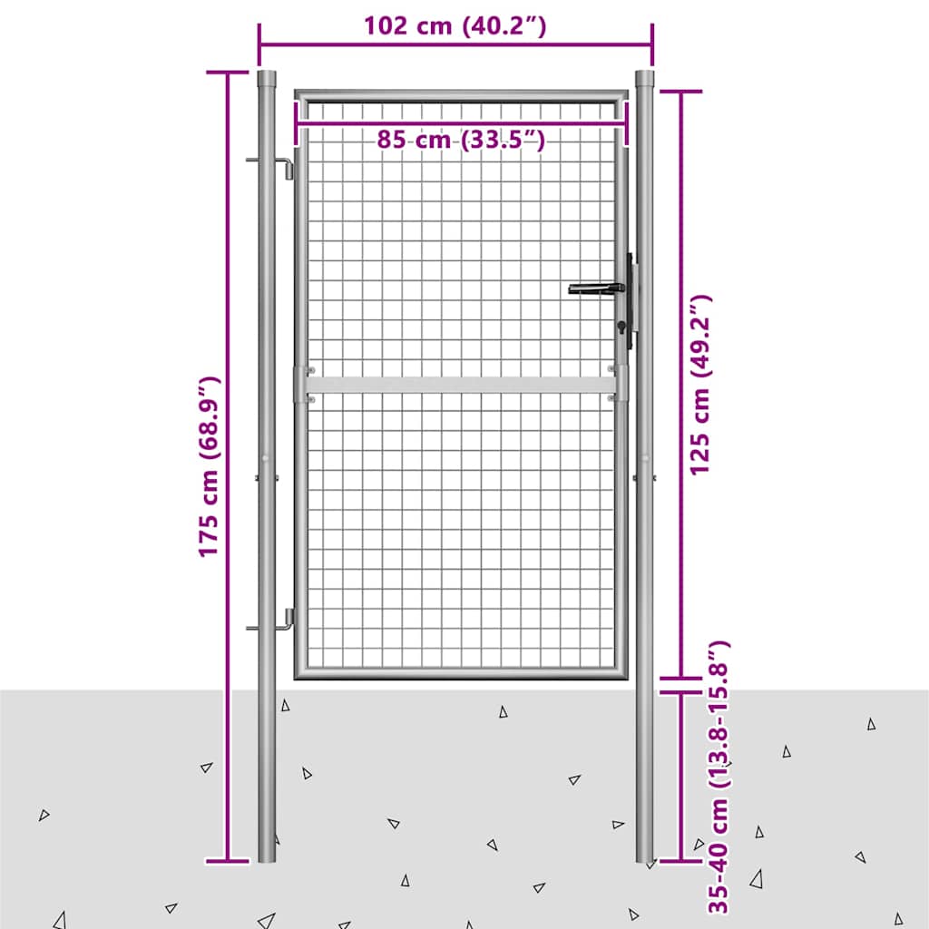 Cancello da Giardino in Acciaio Zincato 100x125 cm Argento | homemem39