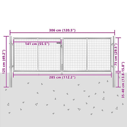 Cancello da Giardino in Acciaio Zincato 300x75 cm Argento | homemem39