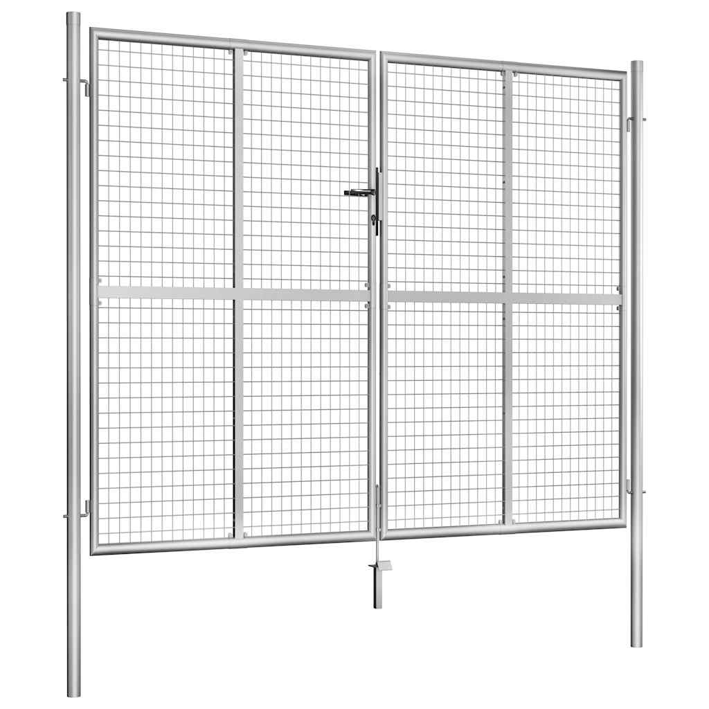 Cancello da Giardino in Acciaio Zincato 300x200 cm Argento | homemem39