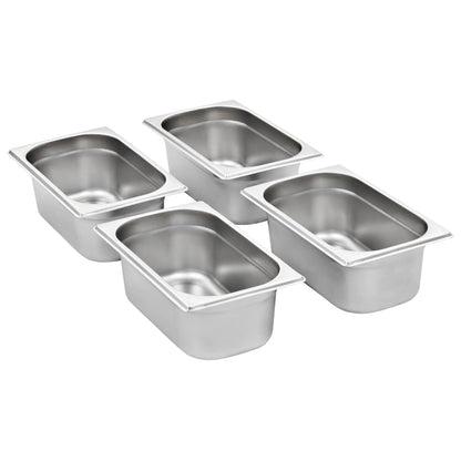 Contenitori Gastronorm 8 pz GN 1/4 100 mm in Acciaio Inox