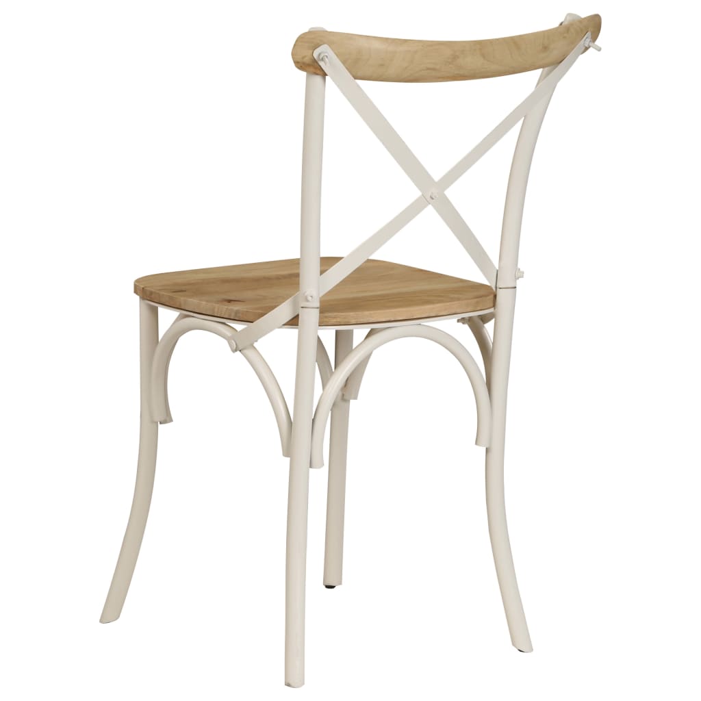 Chairs with Cross Motif 2 pcs White in Solid Mango