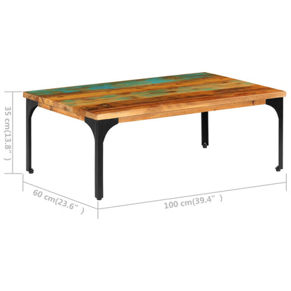 Tavolino da Salotto 100x60x35 cm Legno Massello di Recupero | homemem39