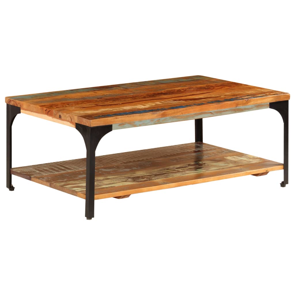 Tavolino da Caffè con Mensola 100x60x35 cm Massello di Recupero | homemem39