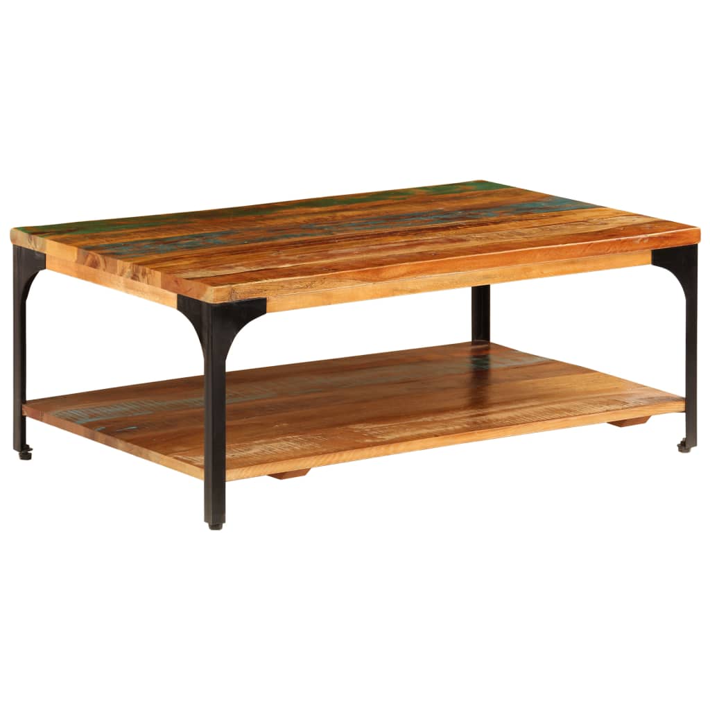 Tavolino da Caffè con Mensola 100x60x35 cm Massello di Recupero | homemem39