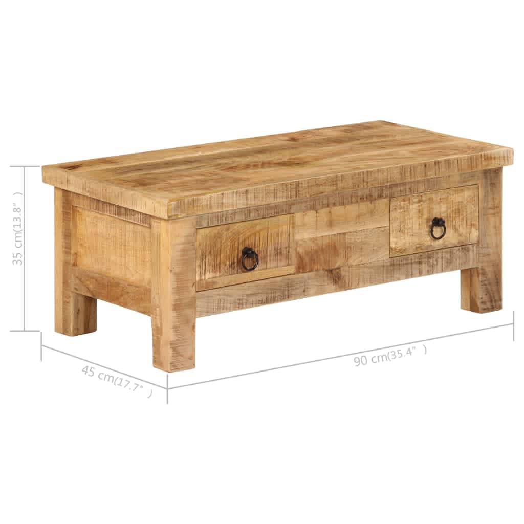 Tavolino da Salotto 90x45x35 cm in Legno Massello di Mango | homemem39