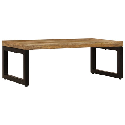 Tavolino da Salotto 100x50x35 cm Legno Massello Mango e Acciaio
