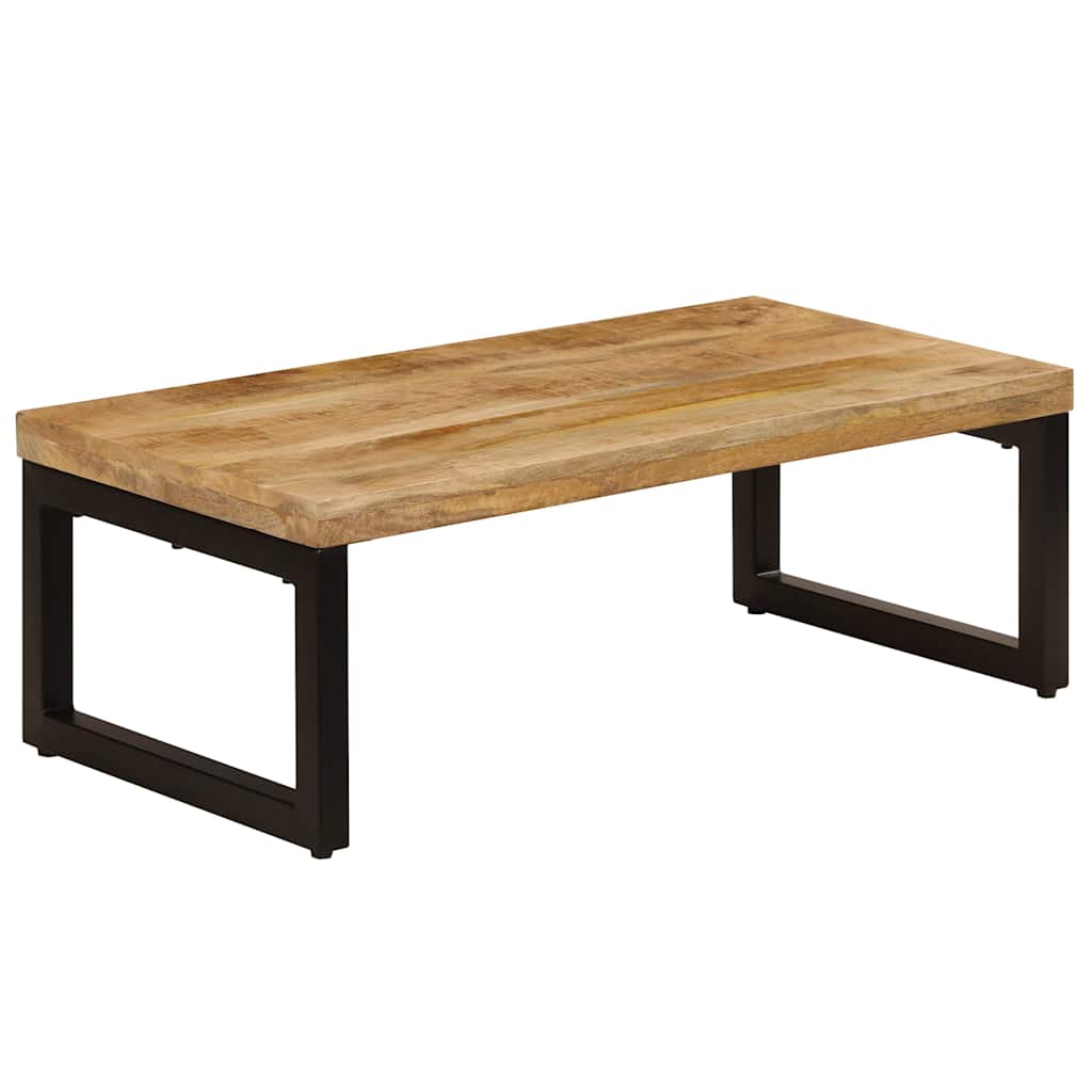Tavolino da Salotto 100x50x35 cm Legno Massello Mango e Acciaio