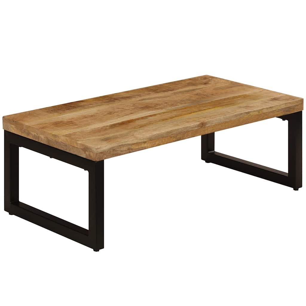 Tavolino da Salotto 100x50x35 cm Legno Massello Mango e Acciaio