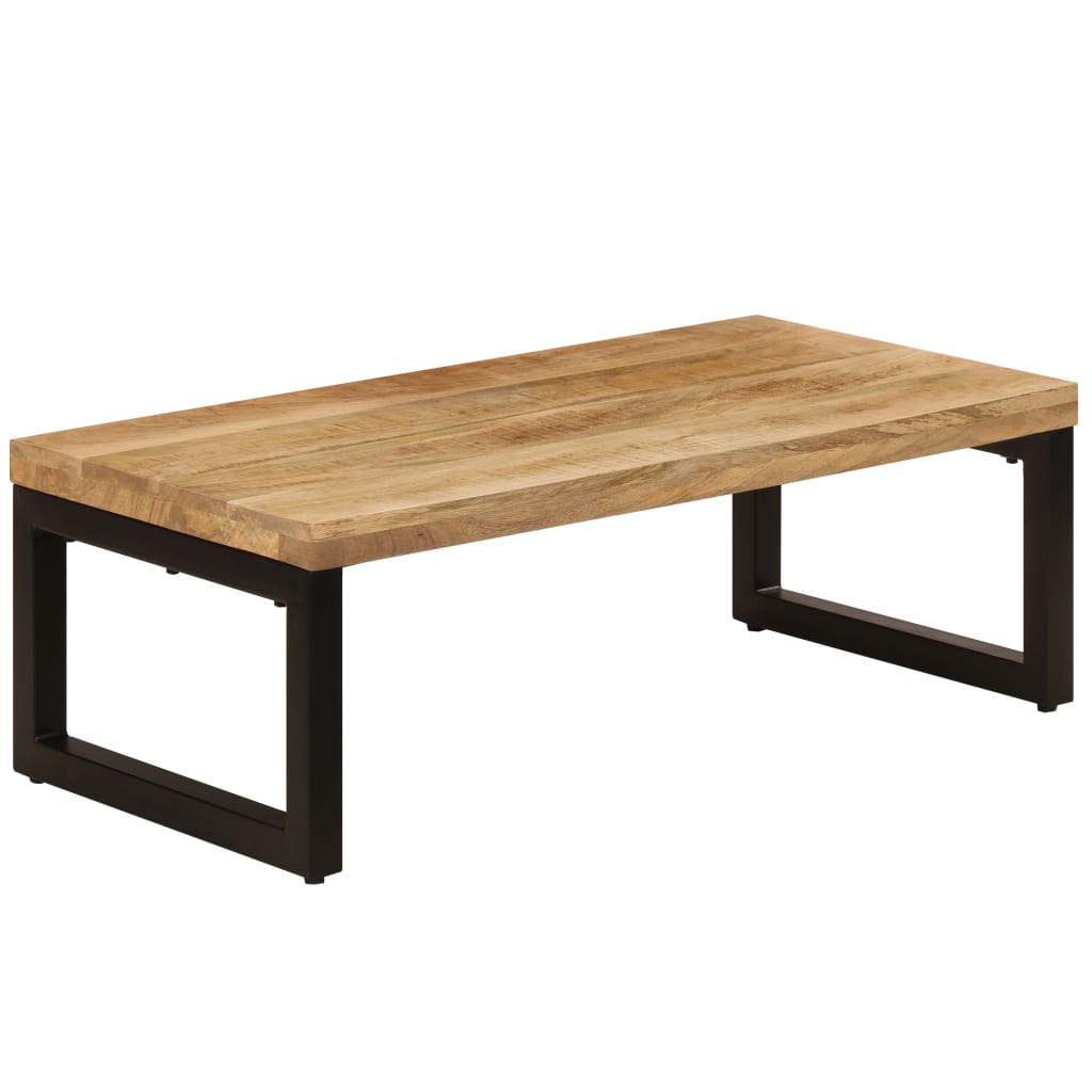 Tavolino da Salotto 100x50x35 cm Legno Massello Mango e Acciaio | homemem39