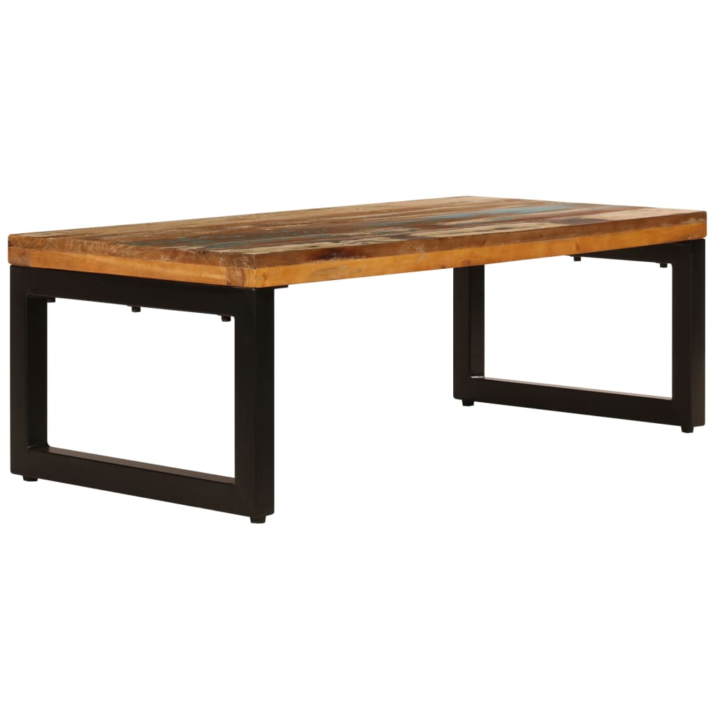 Tavolino da Salotto 100x50x35 cm Massello di Recupero e Acciaio | homemem39