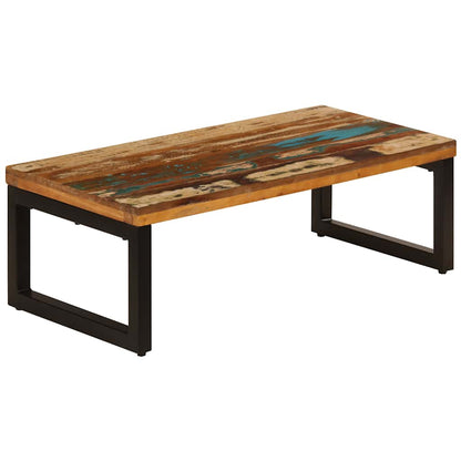 Tavolino da Salotto 100x50x35 cm Massello di Recupero e Acciaio