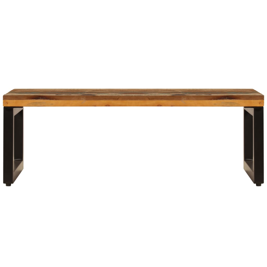 Tavolino da Salotto 100x50x35 cm Massello di Recupero e Acciaio | homemem39
