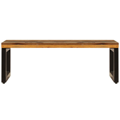 Tavolino da Salotto 100x50x35 cm Massello di Recupero e Acciaio | homemem39