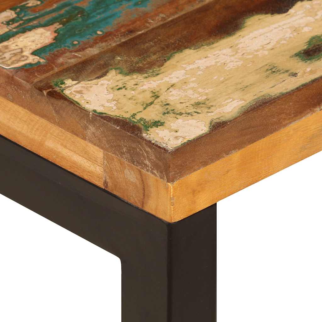 Tavolino da Salotto 100x50x35 cm Massello di Recupero e Acciaio