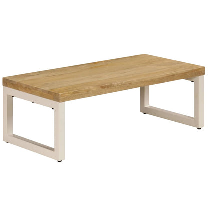 Tavolino da Salotto 100x50x35 cm Legno Massello Mango e Acciaio