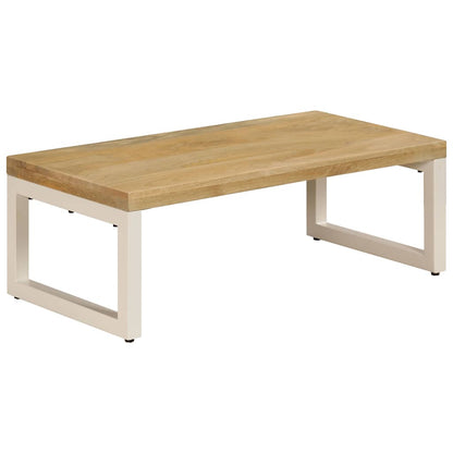 Tavolino da Salotto 100x50x35 cm Legno Massello Mango e Acciaio