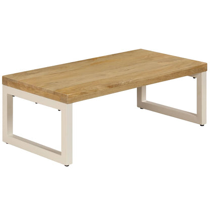 Tavolino da Salotto 100x50x35 cm Legno Massello Mango e Acciaio