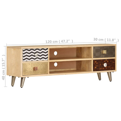 Mobile Porta TV 120x30x40 cm in Legno Massello di Mango - homemem39