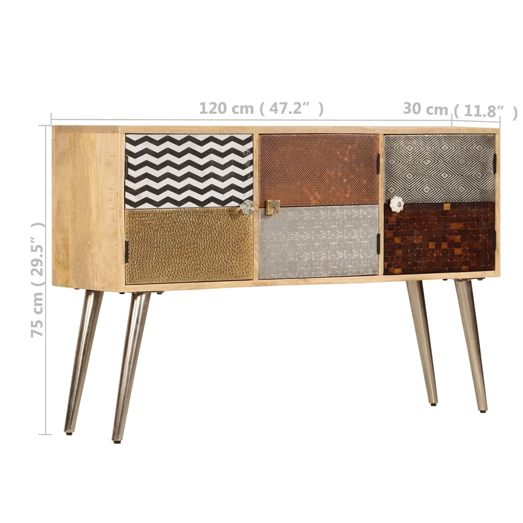 Credenza 120x30x75 cm Legno Massello di Mango - homemem39
