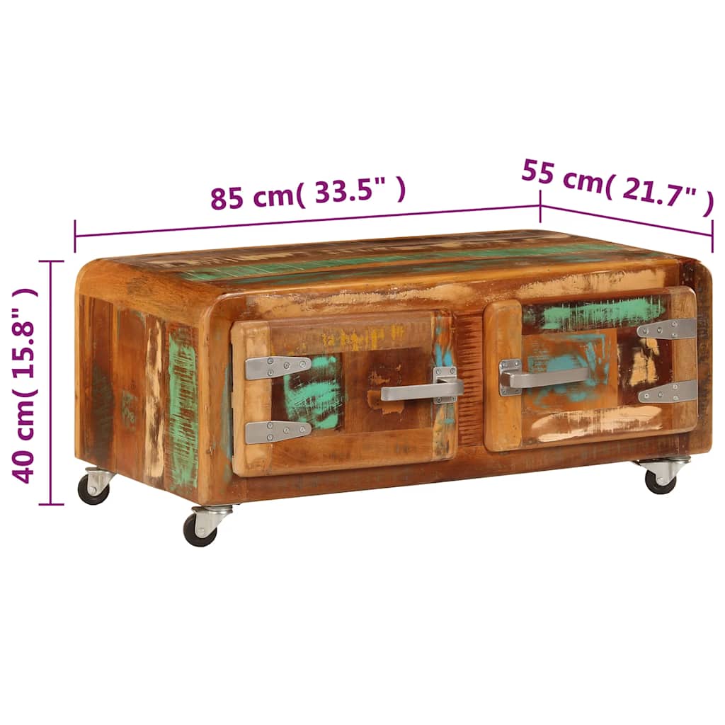 Tavolino da Salotto 85x55x40 cm in Legno Massello di Recupero | homemem39