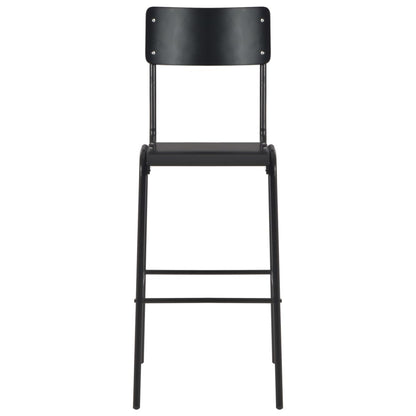 Sedie da Bar 2 pz Nere in Compensato Solido e Acciaio - homemem39