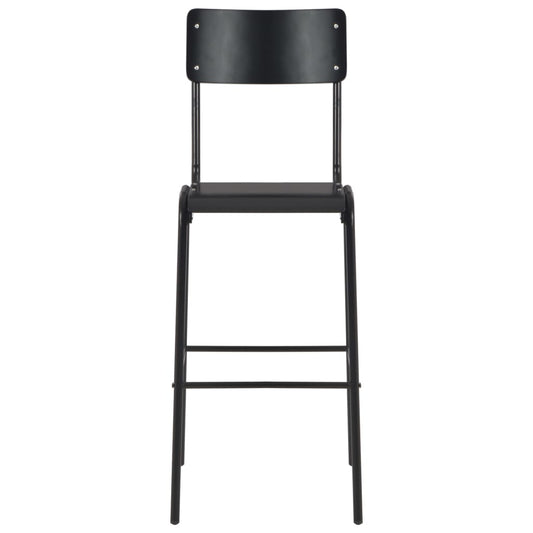 Sedie da Bar 2 pz Nere in Compensato Solido e Acciaio - homemem39