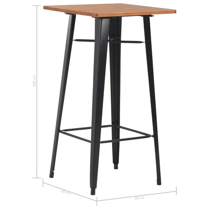 Tavolo da Bar Nero 60x60x108cm Legno Massello di Pino e Acciaio | homemem39