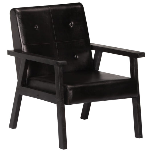 Black Genuine Leather Armchair