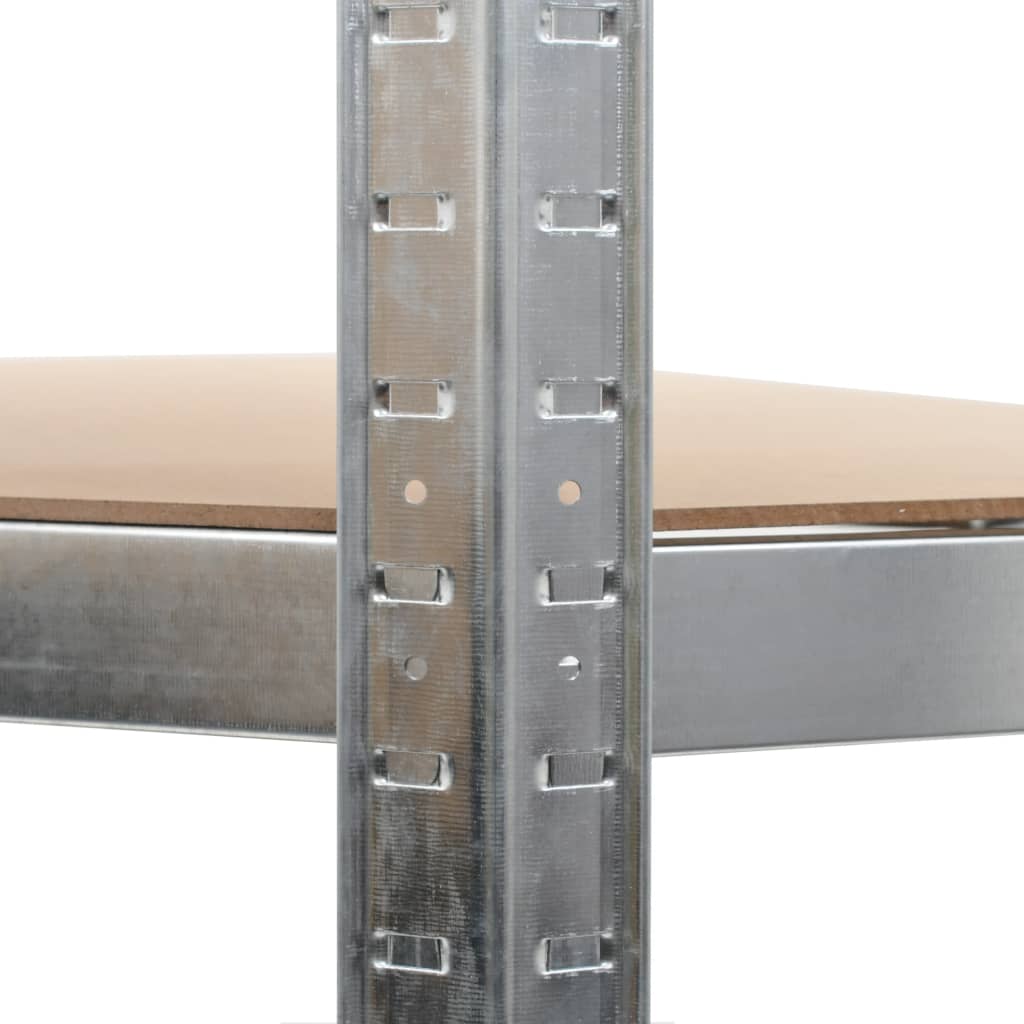 Scaffale Angolare 5 Ripiani Argento Acciaio e Legno Multistrato | homemem39