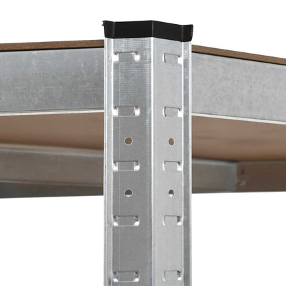 Scaffale Angolare 5 Ripiani Argento Acciaio e Legno Multistrato | homemem39