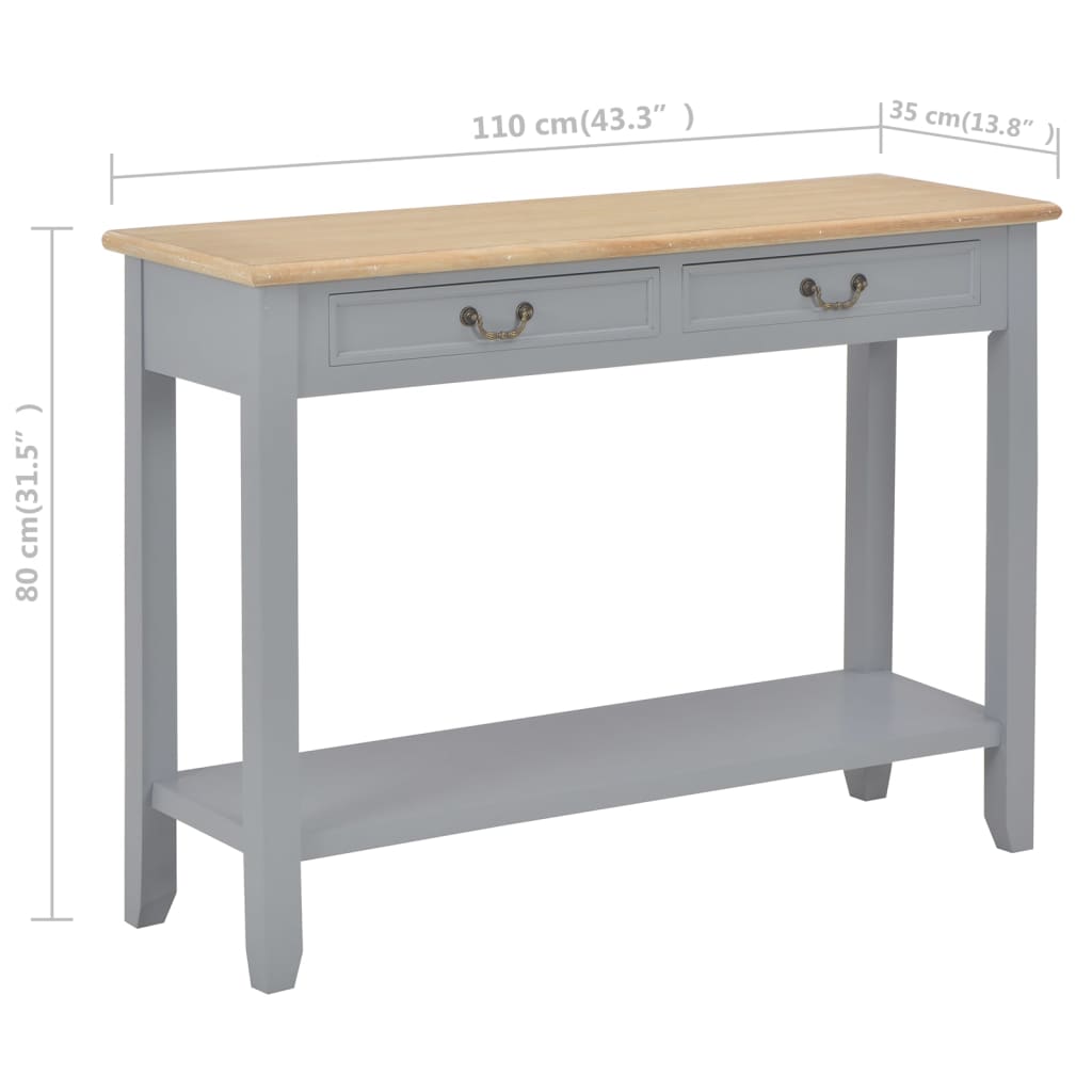 Tavolo Consolle Grigio 110x35x80 cm in Legno - homemem39