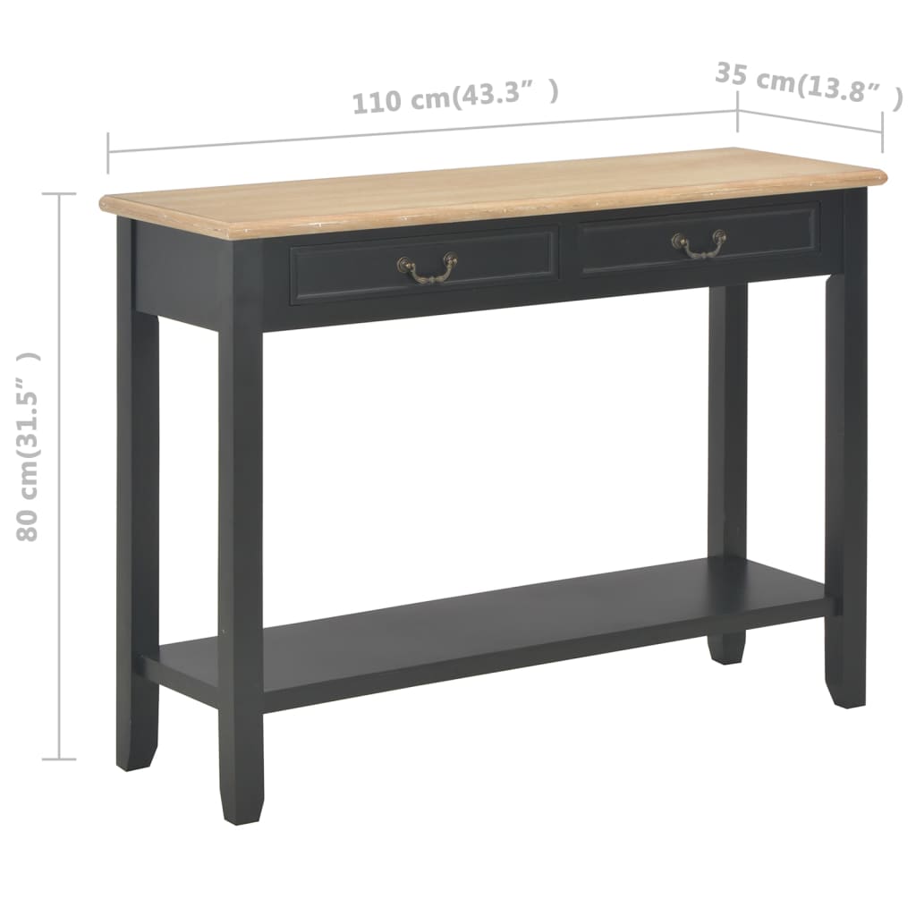 Tavolo Consolle Nero 110x35x80 cm in Legno - homemem39