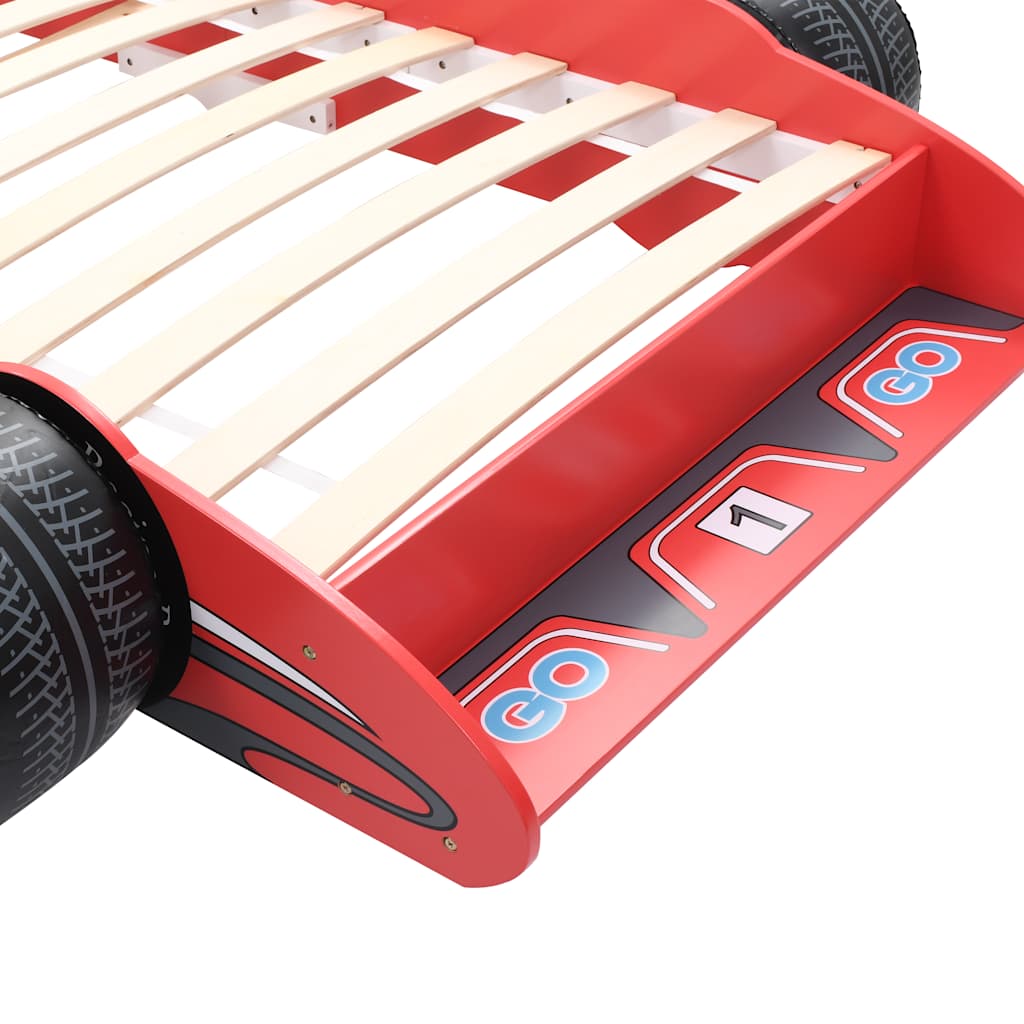 Letto Bimbo ad Auto da Corsa 90x200 cm Rosso | homemem39